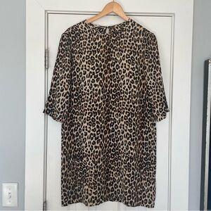 Equipment Animal Print Silk Smock Dress M